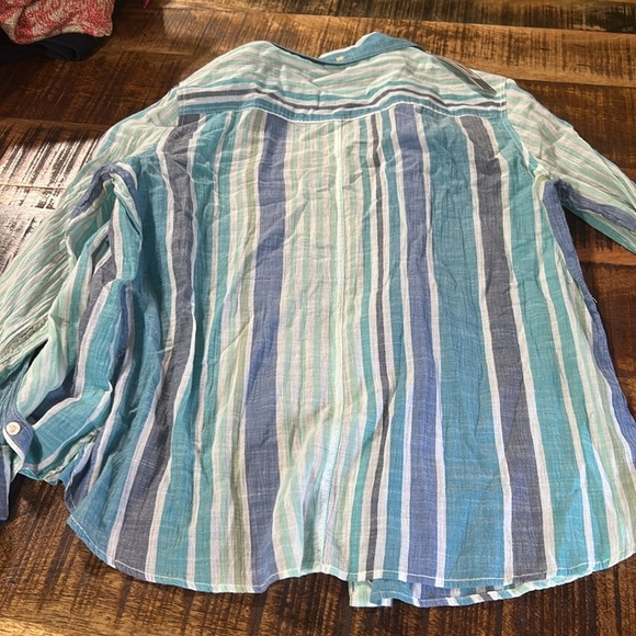 JC Penny NWT Striped Top Shirt scuba blue Multicolor large - Picture 5 of 5